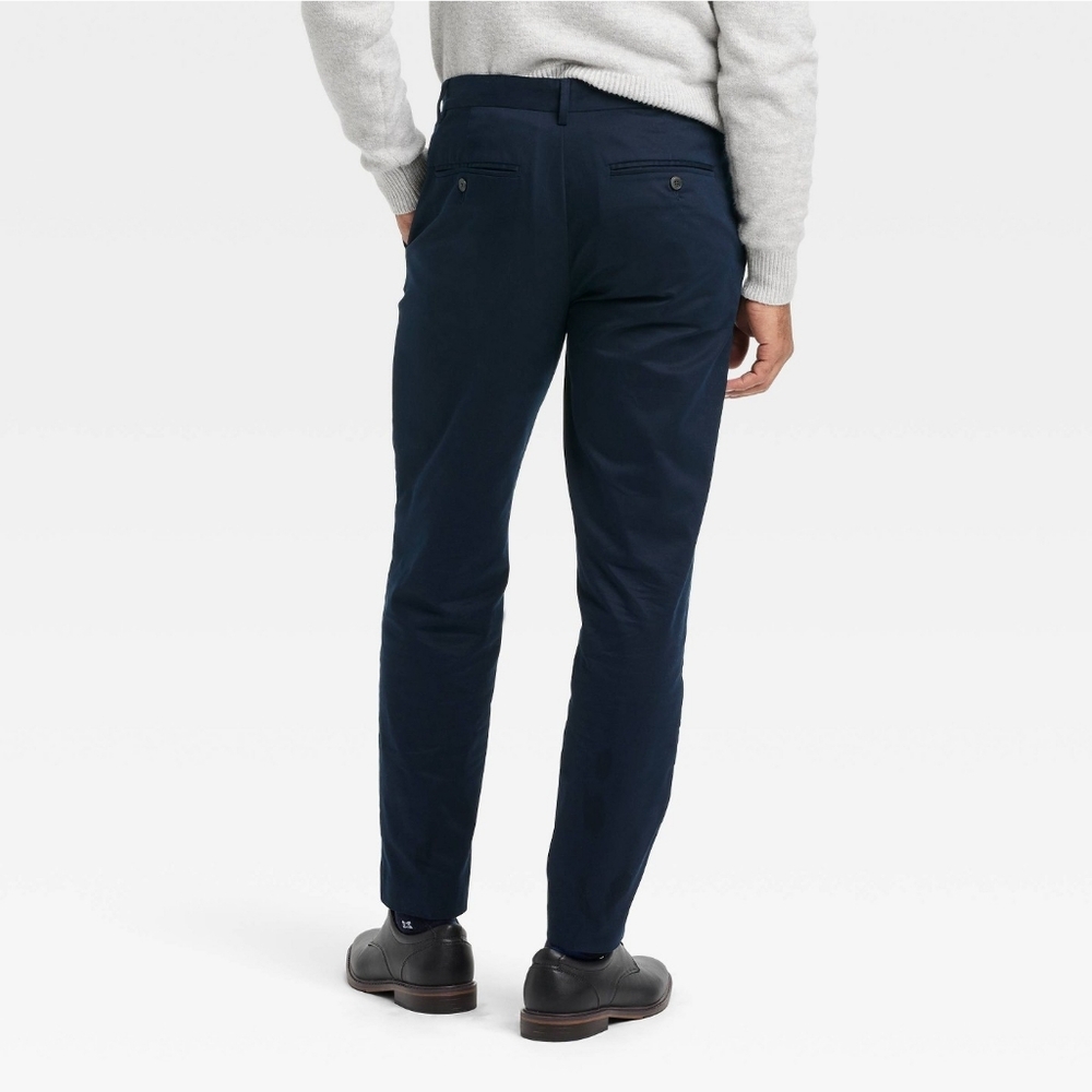 30x30 NWT Goodfellow & Co. Mens Extended Tab Slim Fit Trousers - Navy Blue - Picture 3 of 5